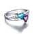 Sterling Silver Engagement, Promise Ring For Couples, 2 Heart Birthstones, 2 Names & 1 Engraving Customized & Personalized.